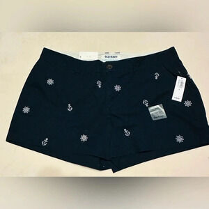 Old Navy Nautical Sail Boat Print Chino Shorts Navy Size 8. NWT